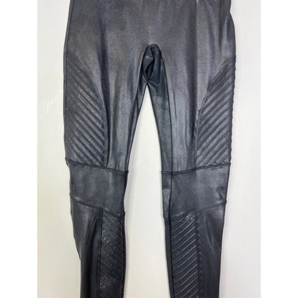 NEW Spanx Faux Leather Moto High Rise Very Black Leggings - Picture 5 of 8